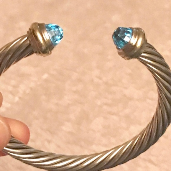 Cable Classics Bracelet w/Blue Topaz & 14K Gold - Picture 3 of 6